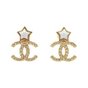 CHANEL Authentic White Logo Earrings